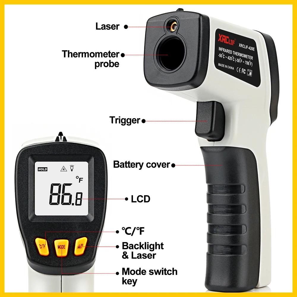 XRCLIF 비접촉 고온계 레이저 적외선 온도계, 계량 - Industrial Laser Temperature 리뷰 및 가격